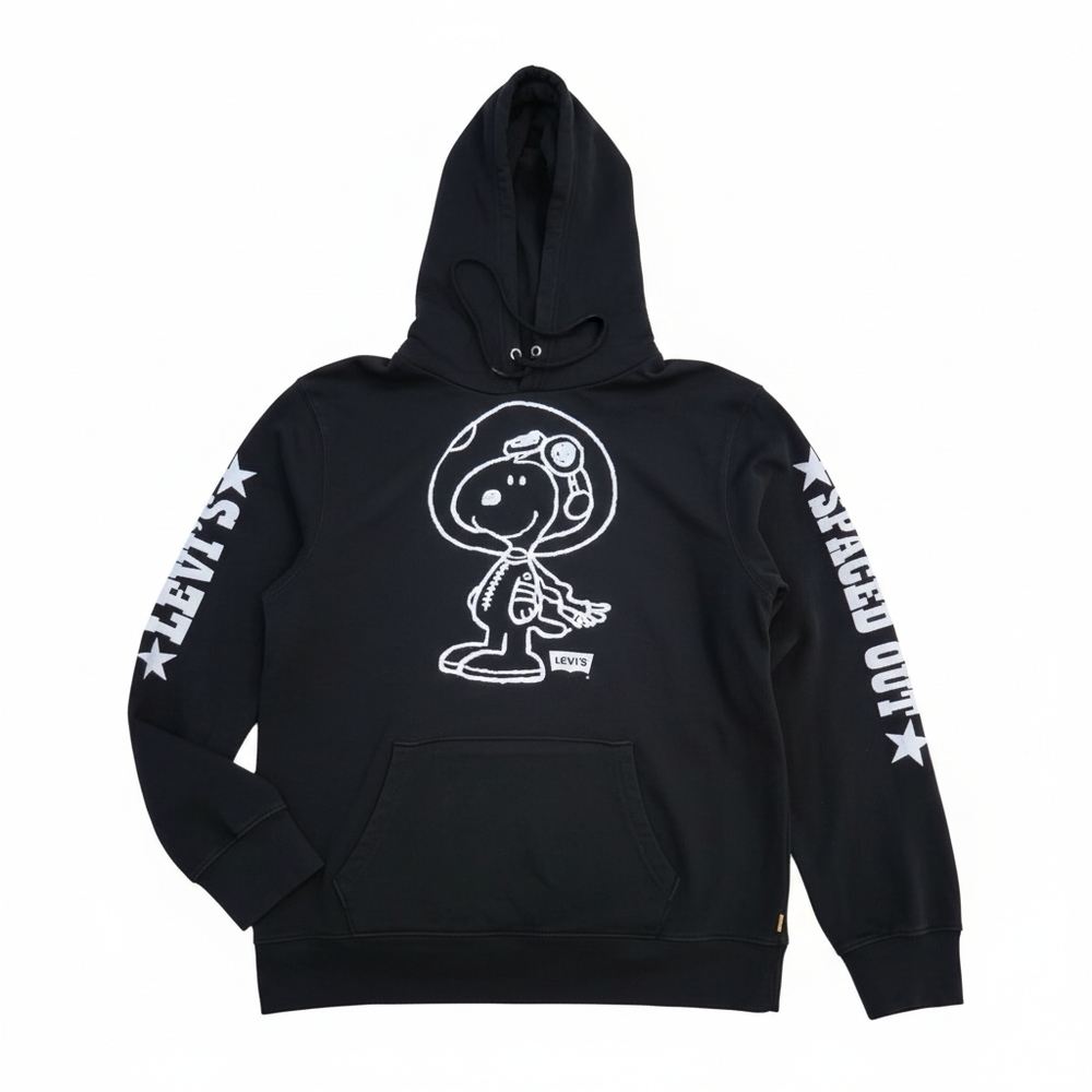 Levi's x Peanuts Snoopy Space XL Hoodie Rare Black Sweatshirt